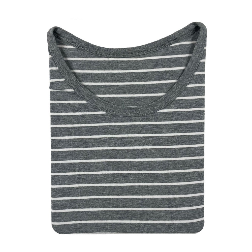 Lululemon Gray White Striped Fishtailed Mens S/S Performance Crew T Shirt M